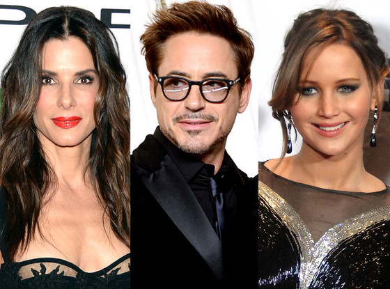 Sandra Bullock, Robert Downey Jr., Jennifer Lawrence Sandra Bullock, Robert Downey Jr., Jennifer Lawrence